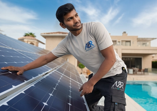 ABR Electrician Installing Solar Panels on a Villa in Arabian Ranches, Dubai